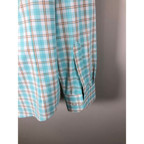 Mizzen + Main Men’s Long Sleeve Button Down Shirt Size L Blue White And Orange - Picture 5 of 13